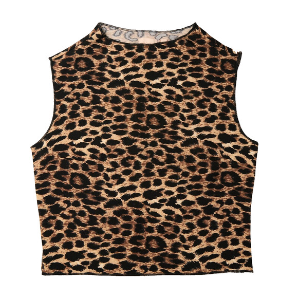 GLG Women’s Crop Top S Leopard Print Sleeveless Pullover Stretch Workout Y2K - Picture 1 of 6